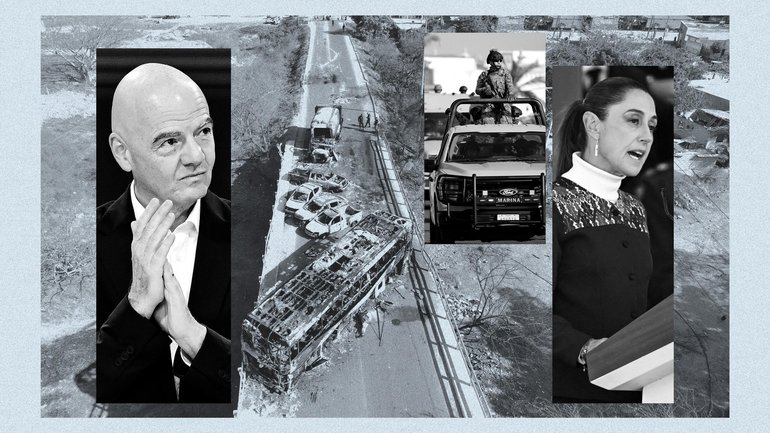 FIFA President Gianni Infantino, the latest carnage in Mexico and Mexican President Claudia Sheinbaum.