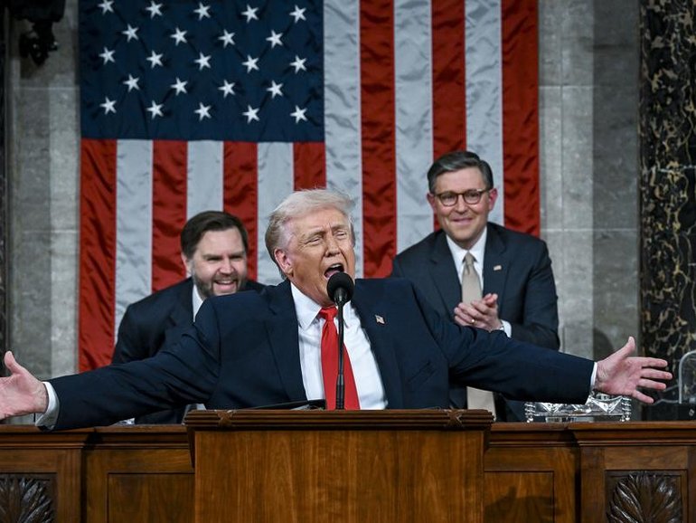 Donald Trump declared the US is 'bigger, better, richer and stronger than ever' under his presidency (EPA PHOTO)