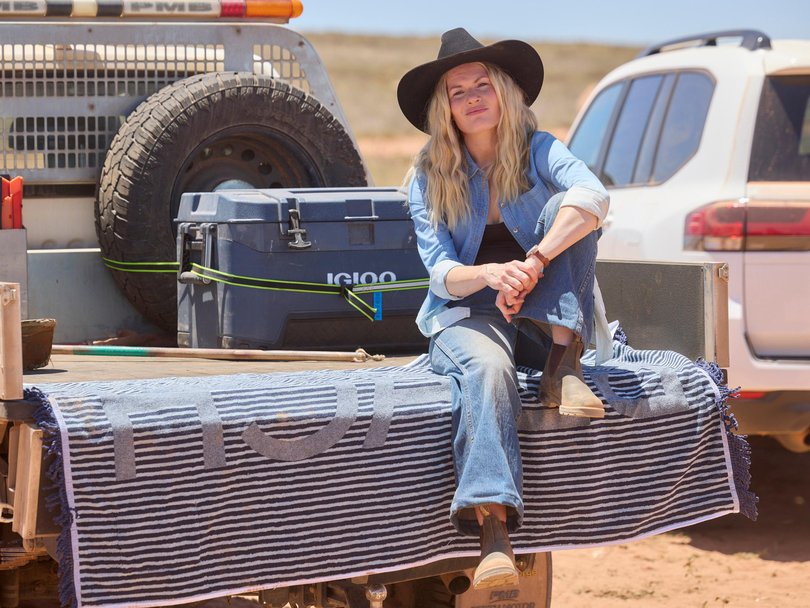 Bonnie takes a load off between takes at Bullara.