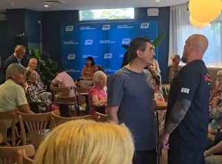 Matt Trihey, far right, said crime and immigration is “destroying the greatest country on earth”. 