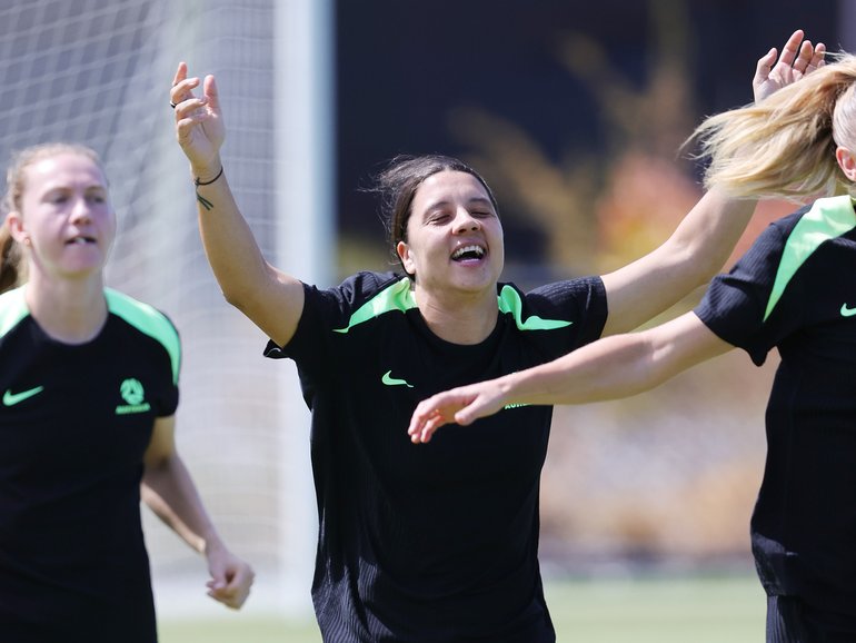 Sam Kerr at training ahead of Sunday’s big game.