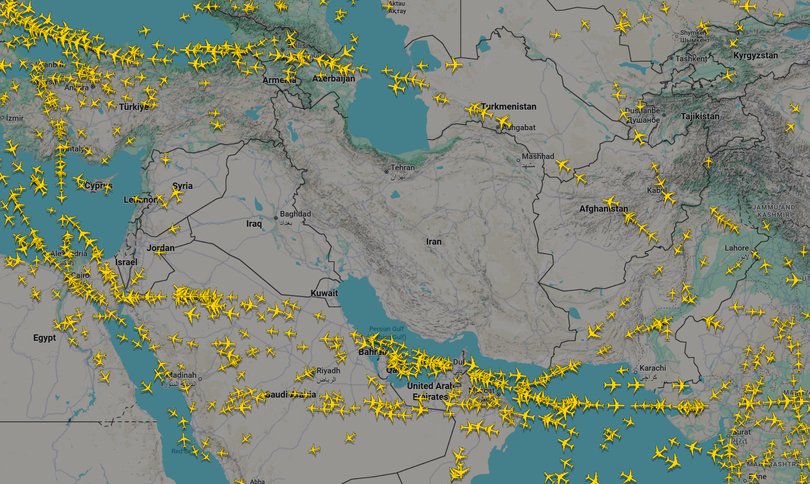 International flights avoid airspace over Iran