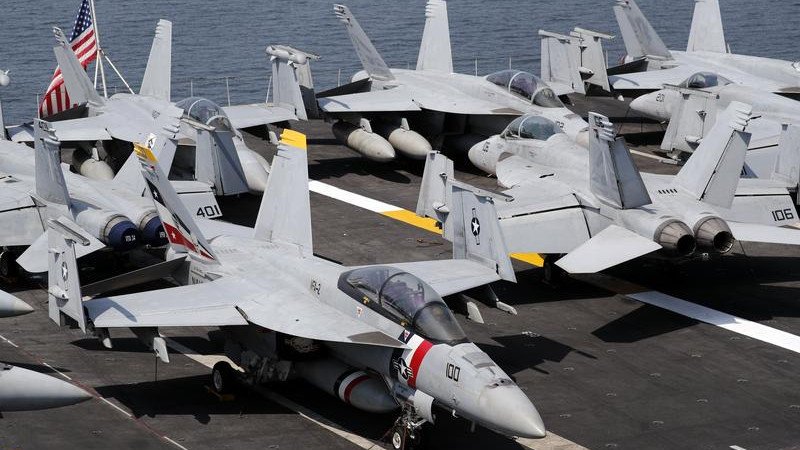 The F-18 can conduct air-to-air and air-to-ground missions, carrying bombs and missiles. (EPA PHOTO)