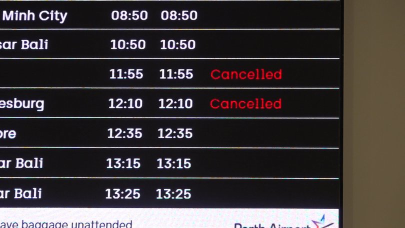 Iran conflict - Perth Airport overnight as flights were cancelled due to the conflict in Iran.