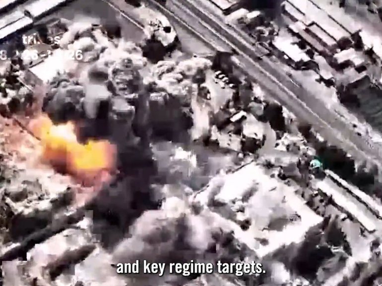 Verified video posted by the Israeli air force showing what it claims is a strike against the headquarters of the Iranian armed forces. Along with the video, the air force posted a caption: “The destruction of the Iranian terrorist regime’s headquarters in the heart of Tehran.” Unknown