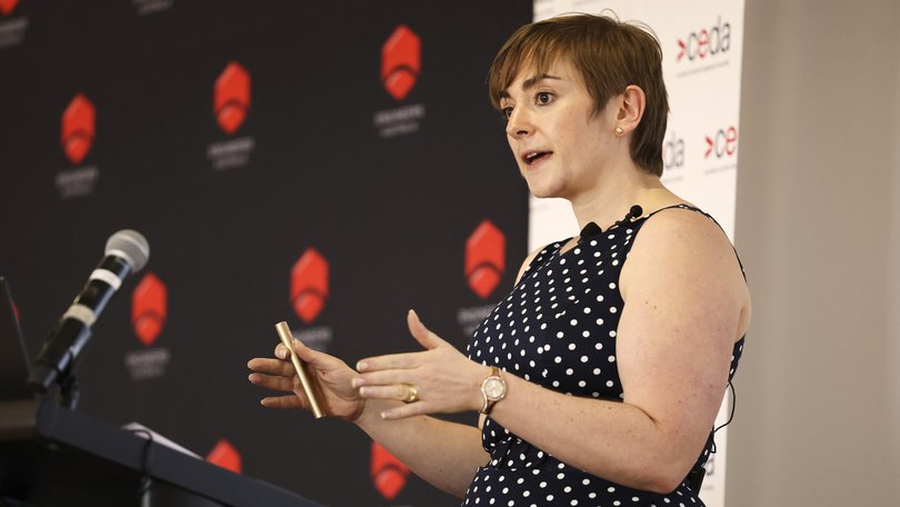RBA deputy boss Sarah Hunter pictured speaking in Perth in February.
