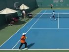Hayato Matsuoka and Daniil Ostapenkov rush off court in the UAE.