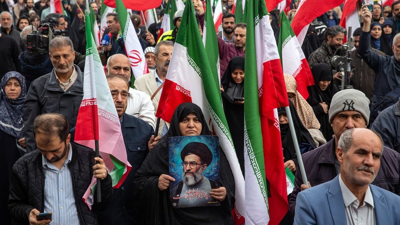A protest rally in Tehran on Saturday, Feb. 28.
