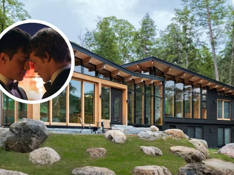 The house is situated on the edge of Lake Muskoka, Ontario. Pic: Airbnb/Instagram.