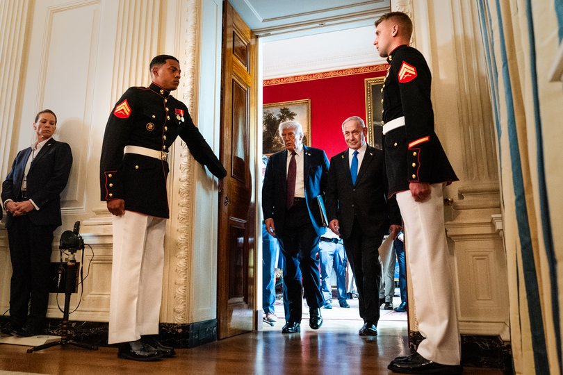 President Donald Trump and Israeli Prime Minister Benjamin Netanyahu, at the White House in September, are driving the current military campaign that aims to reshape the Middle East.  