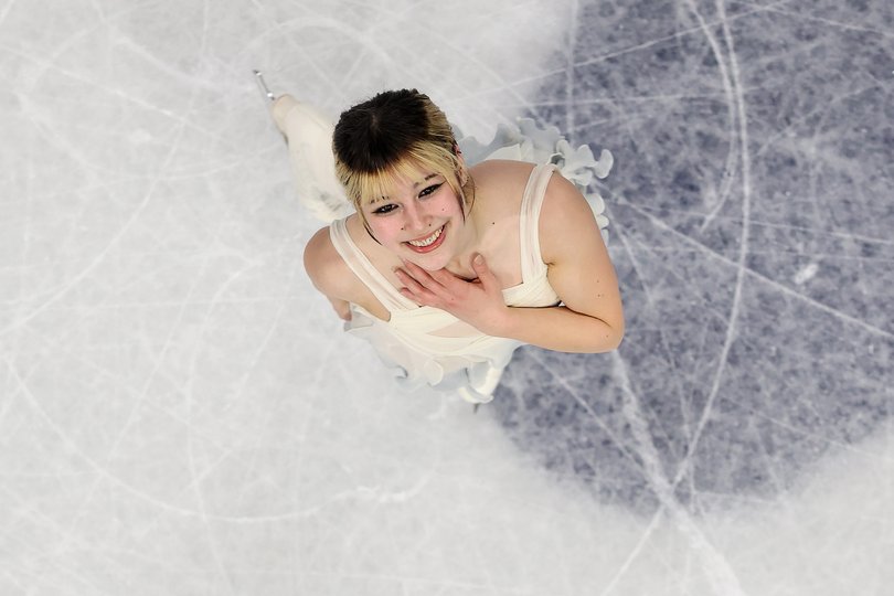 Alysa Liu reacts after competing on day eleven of the 2026 Winter Olympic games.