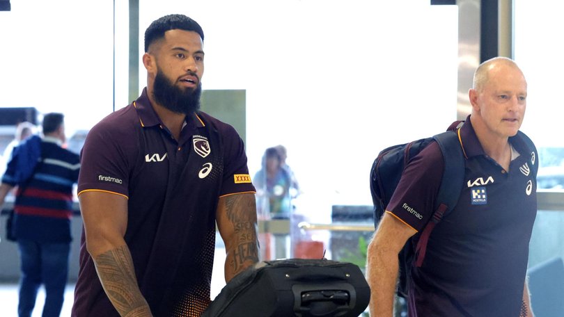 Payne Haas remains committed to the Broncos despite signing with the Rabbitohs for 2027 and beyond. Picture: Steve Pohlner