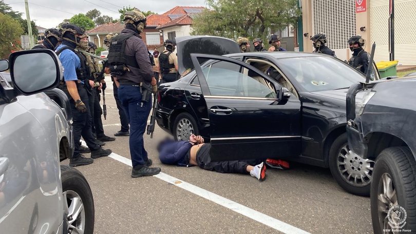 Police say they intercepted a "kill team" on its way to make a hit outside a daycare centre. (HANDOUT/NSW POLICE)