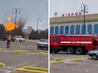 Two people have been injured and an airport damaged by drone strikes in Azerbaijan with the country’s leader blaming Iran for the attack.