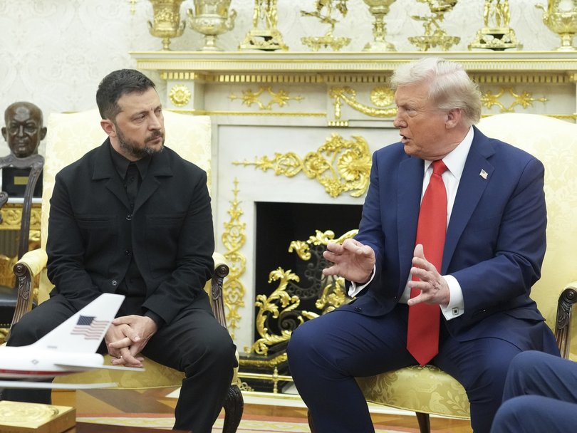 President Volodymyr Zelenskyy and President Donald Trump meet in the Oval office in August, 2025.