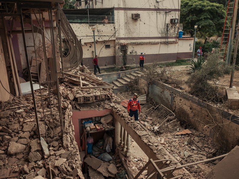The aftermath of a US air strike in Catia La Mar, Venezuela, in January.