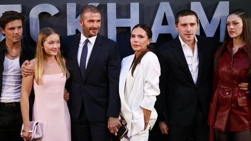 Cruz Beckham (L) says he hopes to reunite with brother Brooklyn (2nd R), amid the family's feud.