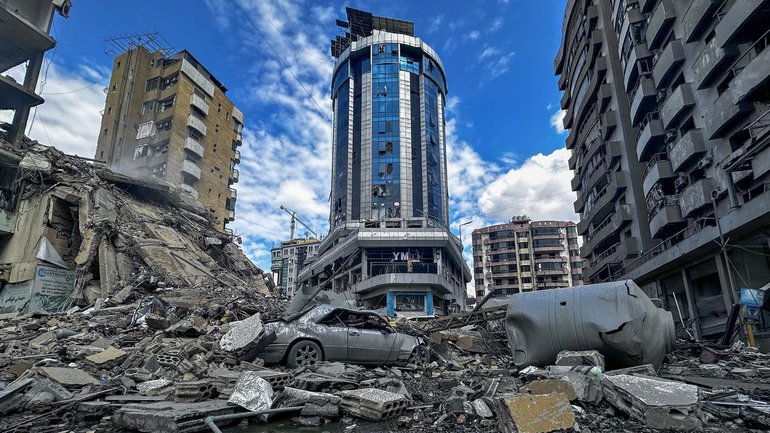 Israeli attacks have destroyed several buildings in Hezbollah-controlled southern suburbs of Beirut.