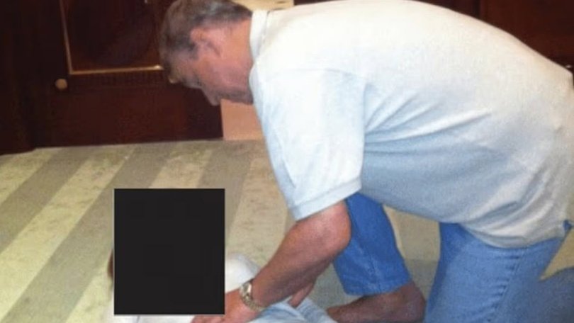 Andrew touching a woman’s stomach as part of  Epstein files photos release.  