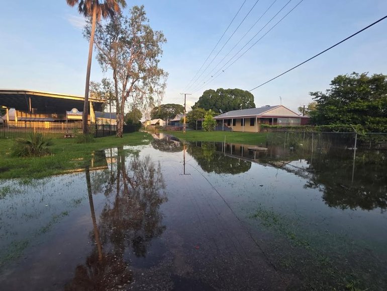 The town of Daly River in the Northern Territory has been evacuated again as floodwaters rise. (HANDOUT/NORTHERN TERRITORY GOVERNMENT)
