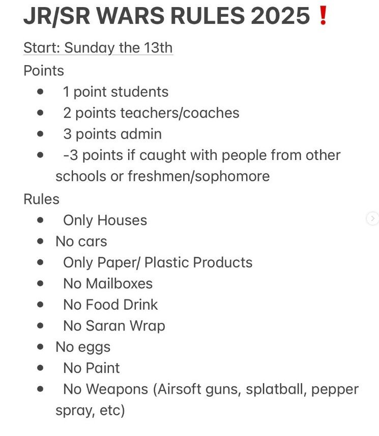 Rules posted from previous years.