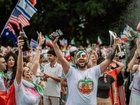 Iranian diaspora celebrate the end of Iran Supreme Leader Ayatollah Ali Khamenei’s reign in Hyde Park, Sydney. 