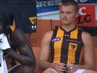 Jack Ginnivan wore a ring under his glove during Hawthorn’s loss to GWS.