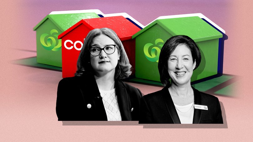 Coles boss Leah Weckert and Woolworths boss Amanda Bardwell.