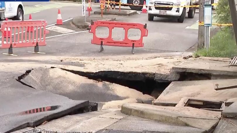 Parts of the road, including the corner of Young Street, collapsed under the pressure.
