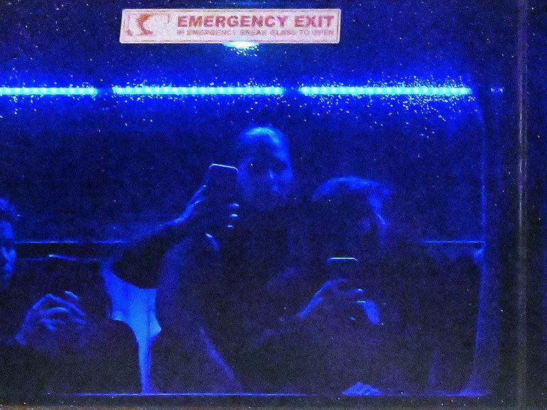 Iranian soccer players appeared to film the crowd through the window after their final game. 