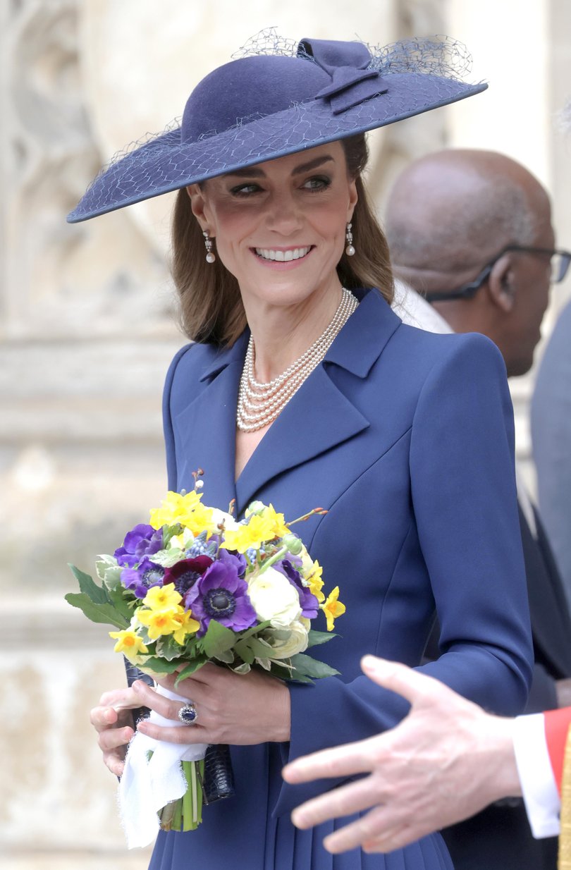 Catherine, Princess of Wales smiles as she departs the  Commonwealth Day Service at Westminster Abbey.