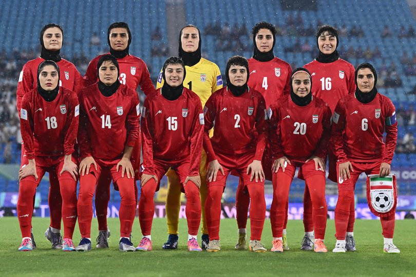 Iran’s team pose before the Philippines clash on the Gold Coast. 