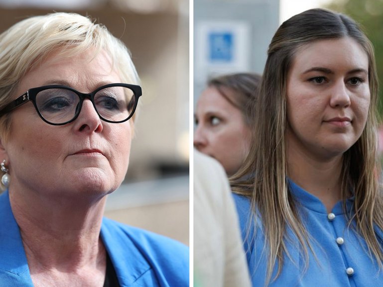 Linda Reynolds’ (left) lawyers have entered mediation with the Commonwealth over Brittany Higgins’ (right) $2.4m settlement — and flagged potential further legal action over a #MeToo documentary.