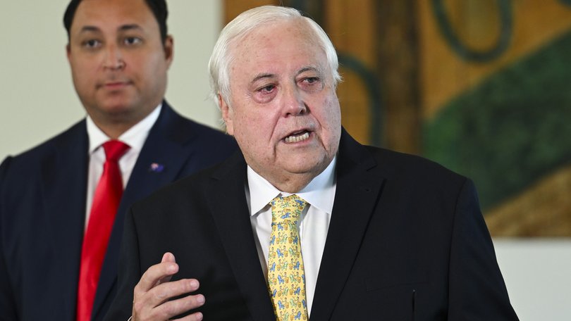 CANBERRA, AUSTRALIA  - NewsWire Photos - February 4, 2026: Clive Palmer and Senator Ralph Babet hold a press conference at Parliament House in Canberra. NewsWire / Martin Ollman
