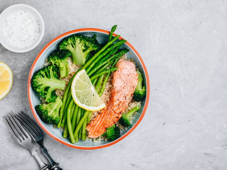 Grilled salmon is a healthy source of protein.