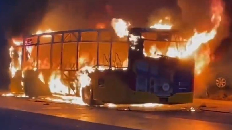 A 65-year-old Swiss man is believed to have started the fire after boarding the bus.