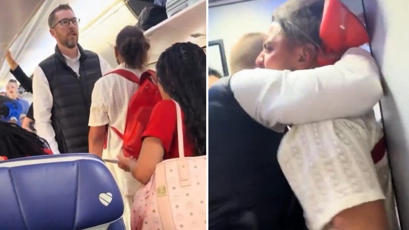 Heated dispute erupts into plane brawl.