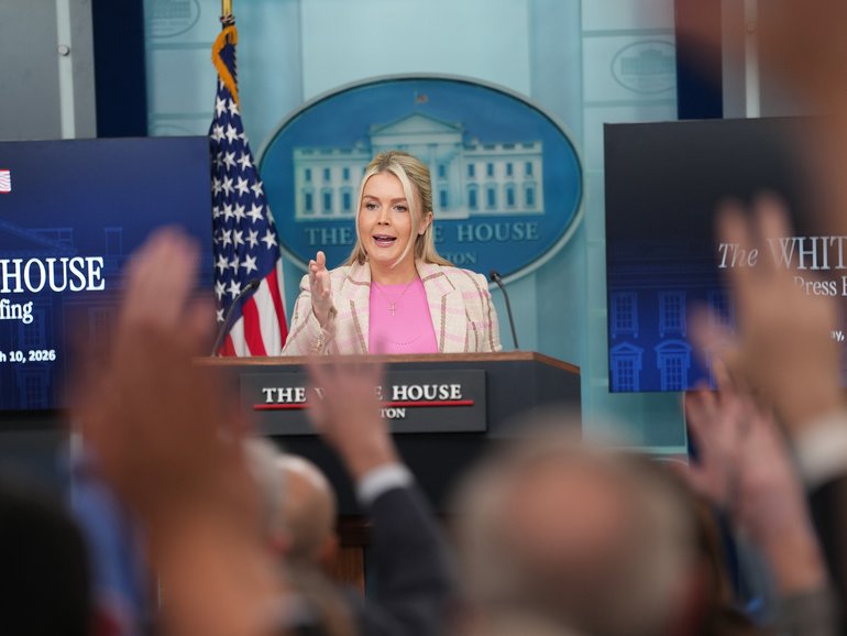 White House Press Secretary Karoline Leavitt takes questions from reporters during a briefing at the White House in Washington, on Tuesday, March 10, 2026. Leavitt said the administration “had a strong game plan” before the war in Iran broke out. (Doug Mills/The New York Times)