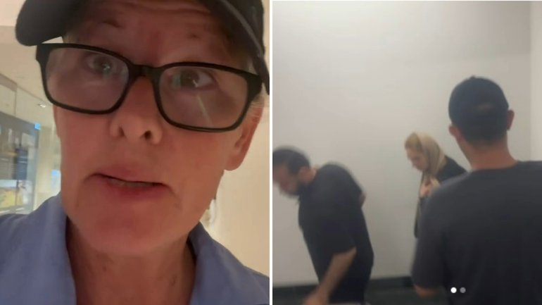 Chilling footage has emerged showing Iranian team officials racing through a Gold Coast hotel stairwell.