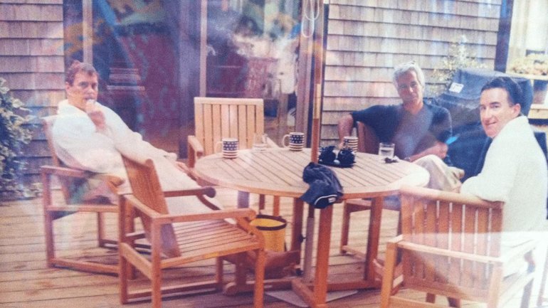 A newly found photo shows Andrew Mountbatten-Windsor, Peter Mandelson in robes with Jeffrey Epstein. (AP PHOTO)