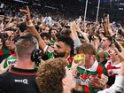 Spectators stormed the field as Alex Johnston became the NRL's all-time leading try scorer. (Dean Lewins/AAP PHOTOS)