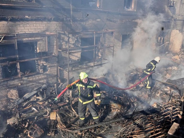 Russia has struck multiple regions of Ukraine with missiles and drones, killing six people. (AP PHOTO)