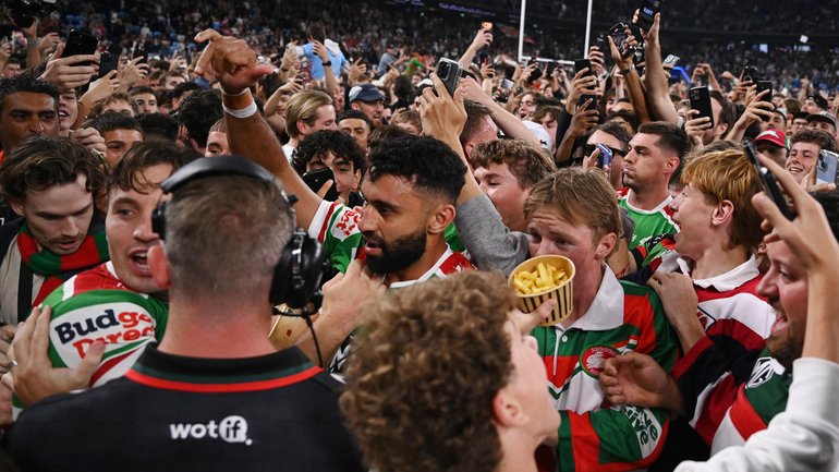 The Alex Johnston try-record celebration ruined Souths’ chances of winning the game.