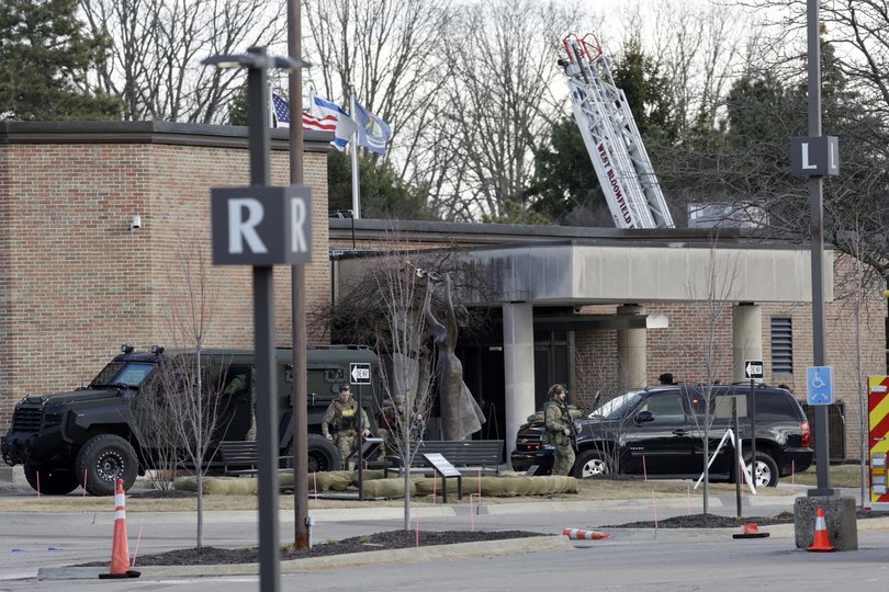 Temple Israel synagogue in West Bloomfield, Michigan, after an assailant drove a vehicle into the building.