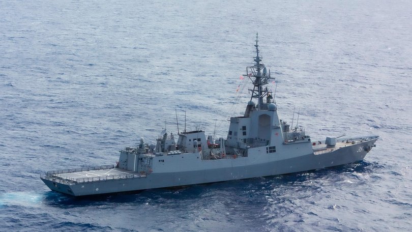 Royal Australian Navy missile destroyer HMAS Hobart off Australia's east coast during Exercise Diamond Seas 2022. ACW Annika Smit