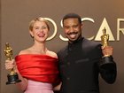 Best actress and best actor winners Jessie Buckley and Michael B. Jordan. (Photo by Brianna Bryson/Getty Images) Brianna Bryson