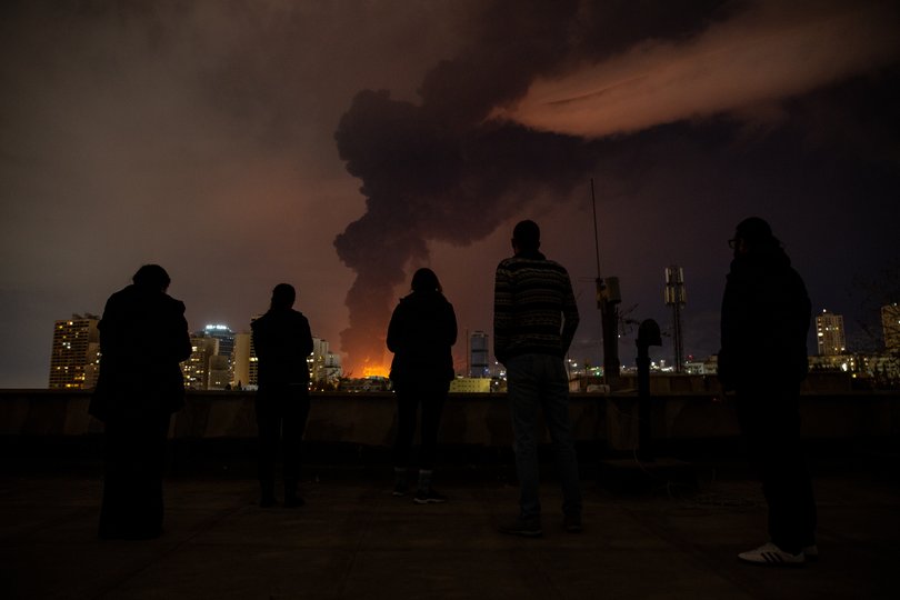 Smoke billows after an explosion from overnight U.S.-Israeli airstrikes in Tehran, Iran, March 7, 2026.
