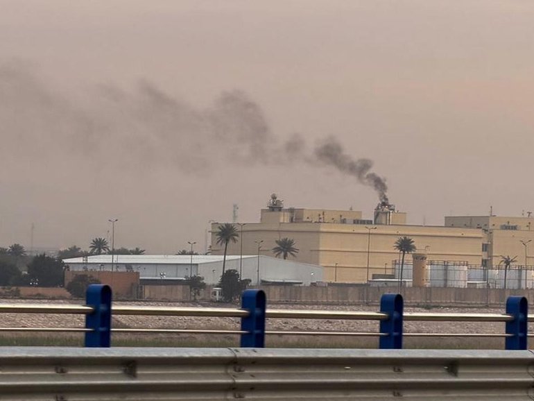 At least ?five drones have been launched at the US embassy in Baghdad. (AP PHOTO)