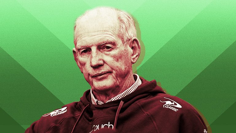 Rabbitohs coach Wayne Bennett needs to cheer up.