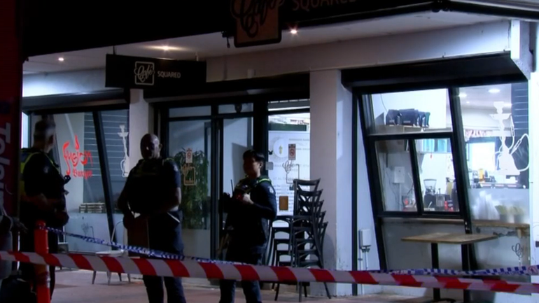 A manhunt is underway after a 49-year-old man was shot outside a shisha bar in Melbourne’s west overnight.